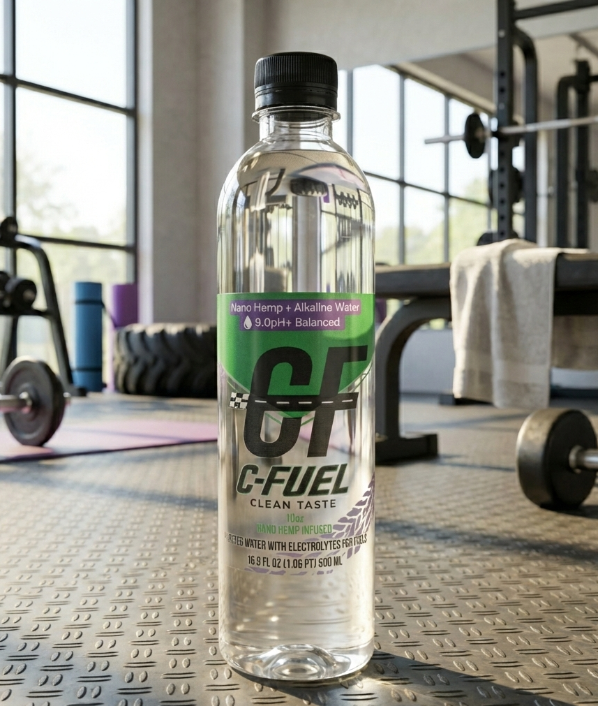 NEW! C-Fuel Fitness Water | Nano Hemp Infused 9.0+ pH Alkaline Hydration | Plant-Powered, Essential, Electrolyte Drinking Water (No CBD/THC) 16.9 FL OZ