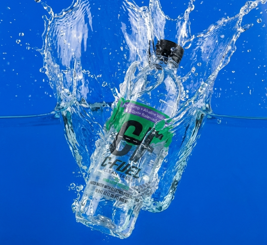 NEW! C-Fuel Fitness Water | Nano Hemp Infused 9.0+ pH Alkaline Hydration | Plant-Powered, Essential, Electrolyte Drinking Water (No CBD/THC) 16.9 FL OZ